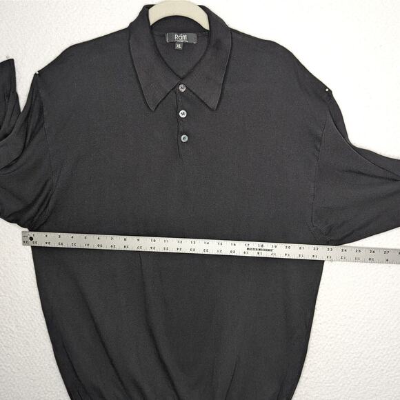 Raffi Golf Sweater Men XL Black Lightweight Cotton Blend Made In Italy - Picture 8 of 12